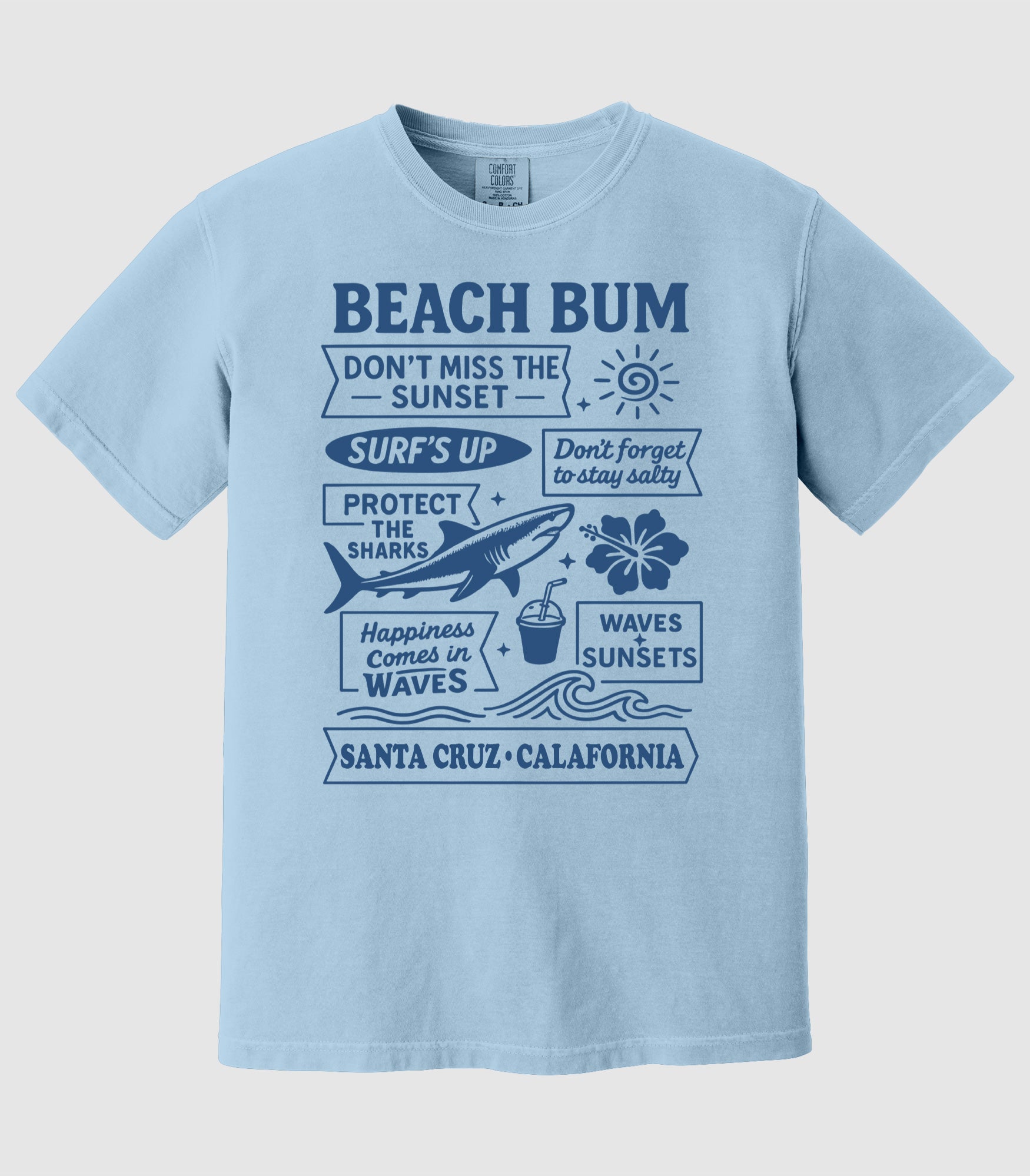 Costal Beach Bum Shark Saying