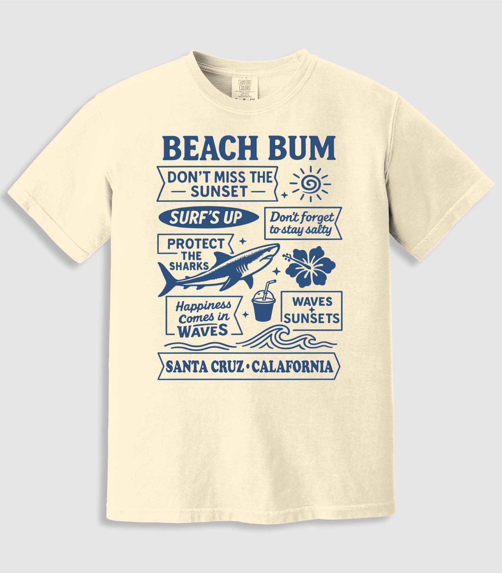 Costal Beach Bum Shark Saying